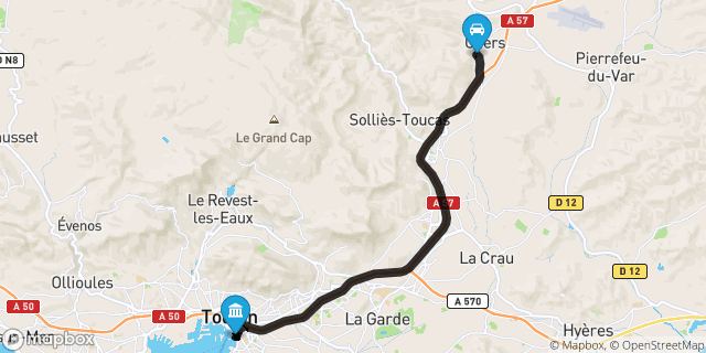 Itinéraire vers Toulon