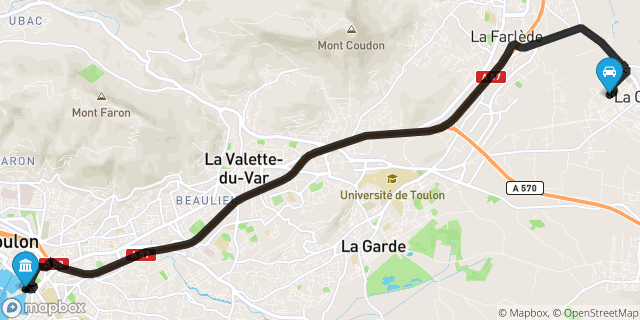 Itinéraire vers Toulon
