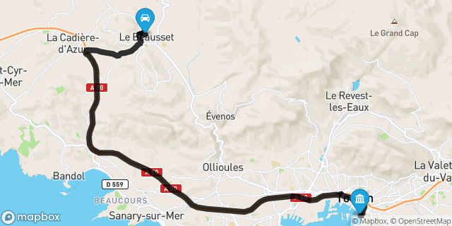Itinéraire vers Toulon