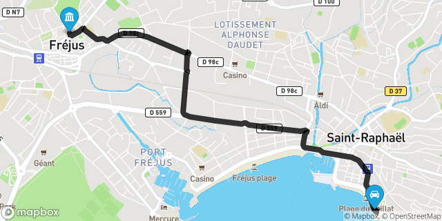 Itinéraire vers Fréjus