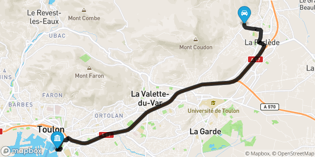 Itinéraire vers Toulon