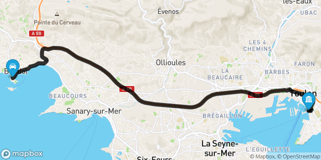 Itinéraire vers Toulon