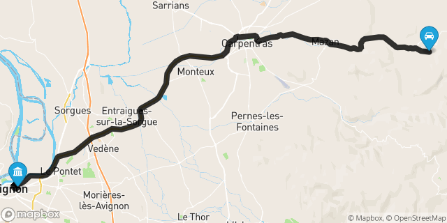 Itinéraire vers Avignon