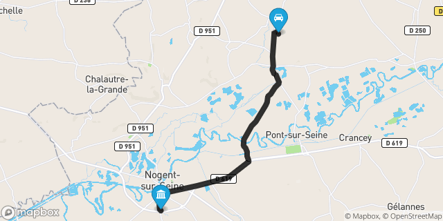 Itinéraire vers Nogent-sur-Seine