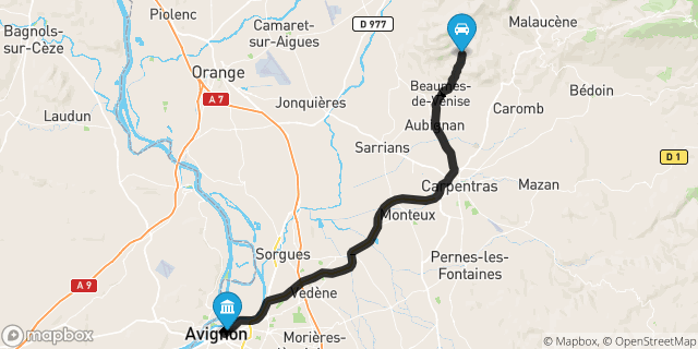 Itinéraire vers Avignon