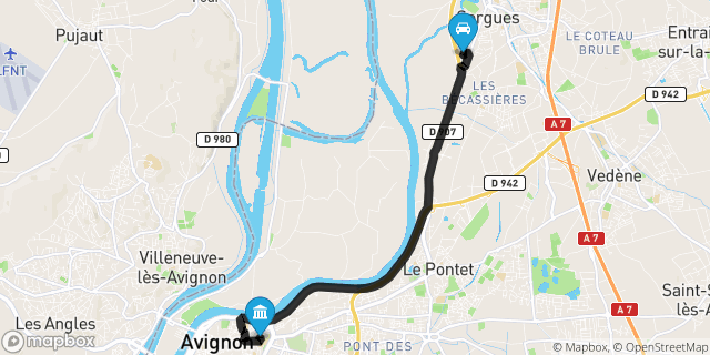 Itinéraire vers Avignon