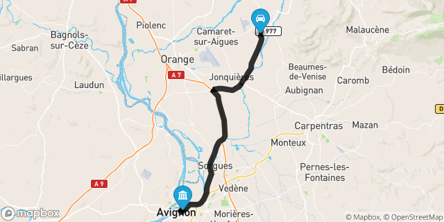 Itinéraire vers Avignon