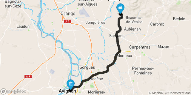Itinéraire vers Avignon