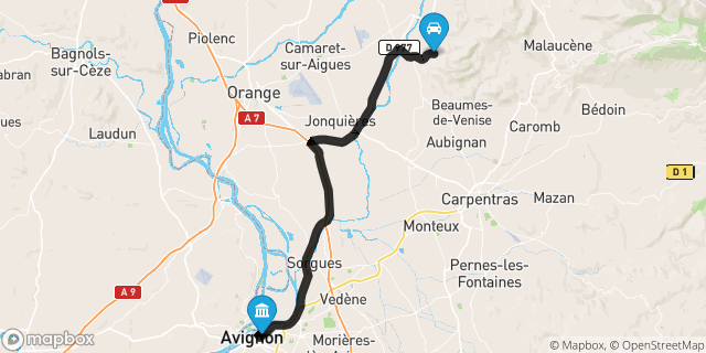 Itinéraire vers Avignon