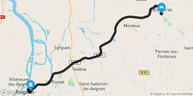 Itinéraire vers Avignon