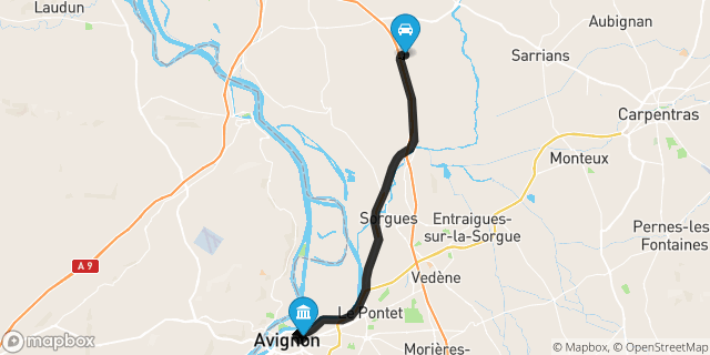 Itinéraire vers Avignon
