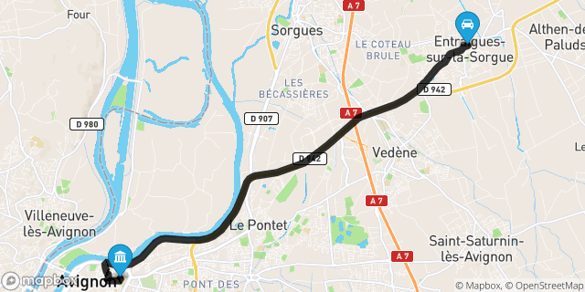 Itinéraire vers Avignon