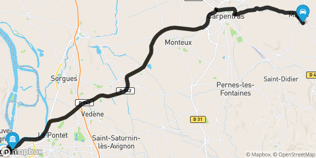 Itinéraire vers Avignon
