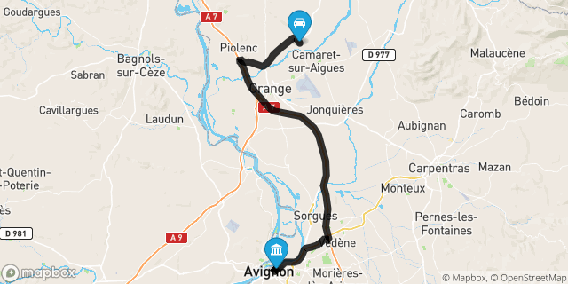 Itinéraire vers Avignon