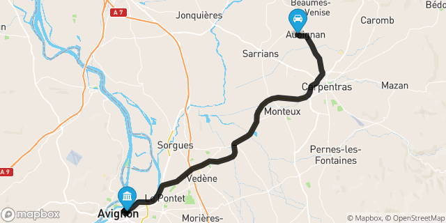 Itinéraire vers Avignon