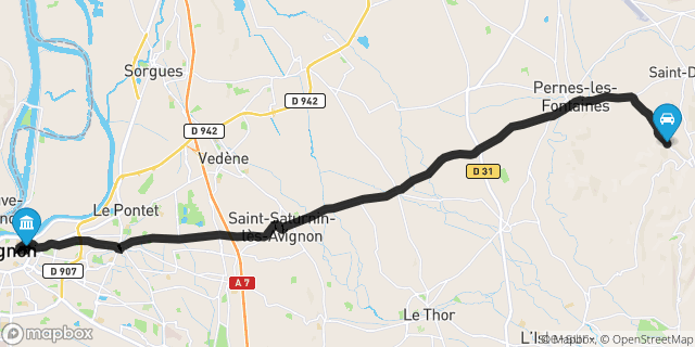 Itinéraire vers Avignon