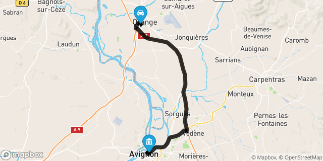 Itinéraire vers Avignon