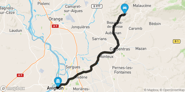 Itinéraire vers Avignon