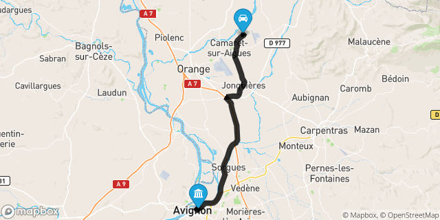 Itinéraire vers Avignon