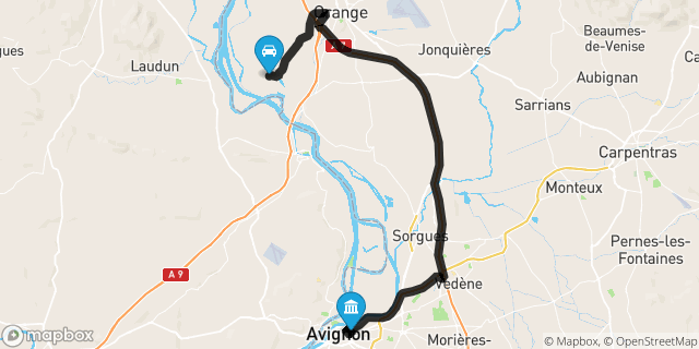 Itinéraire vers Avignon