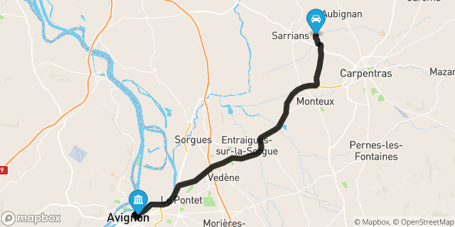 Itinéraire vers Avignon