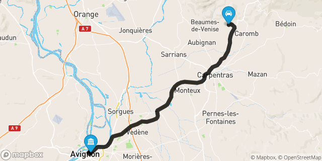 Itinéraire vers Avignon