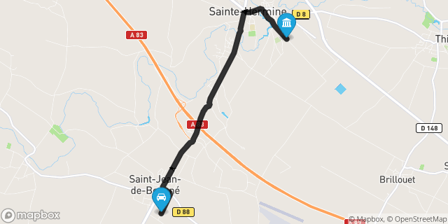 Itinéraire vers Sainte-Hermine