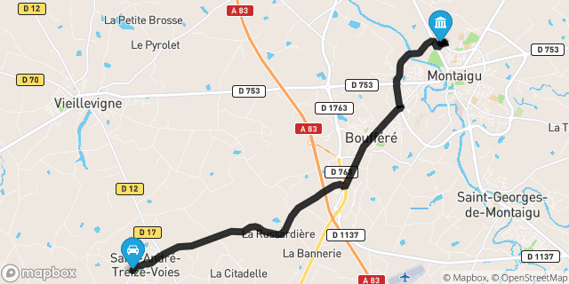 Itinéraire vers Montaigu