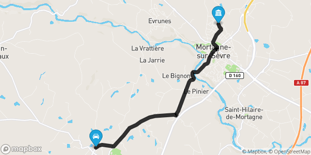 Itinéraire vers Mortagne-sur-Sèvre