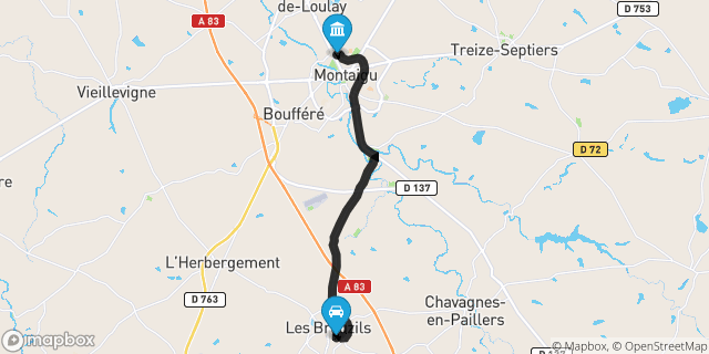 Itinéraire vers Montaigu