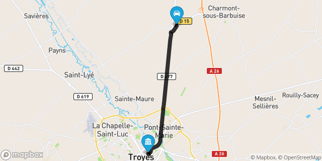 Itinéraire vers Troyes