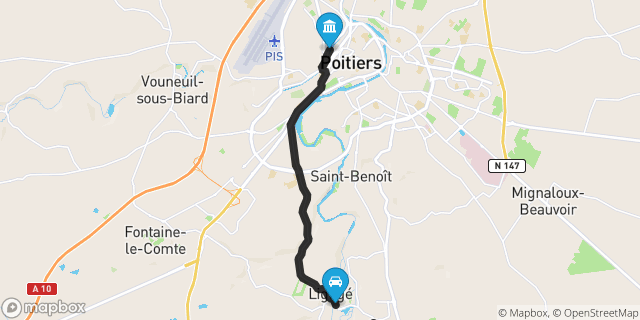 Itinéraire vers Poitiers