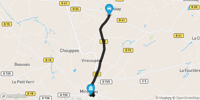 Itinéraire vers Mirebeau