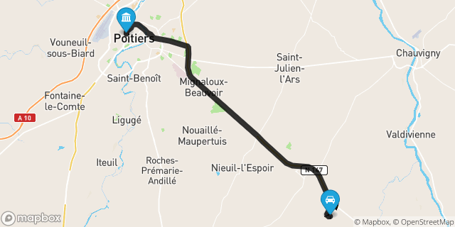 Itinéraire vers Poitiers