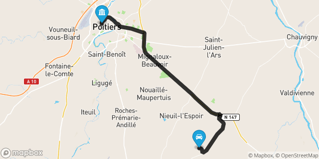 Itinéraire vers Poitiers