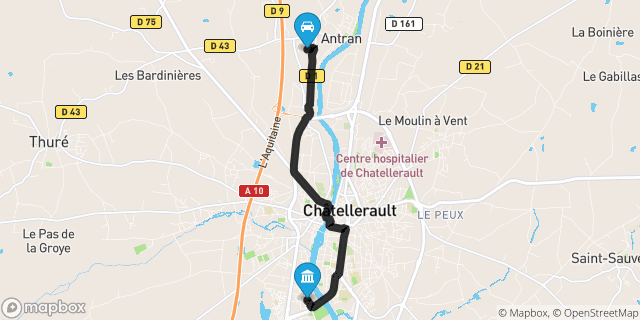 Itinéraire vers Châtellerault