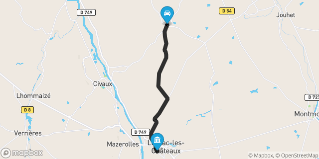 Itinéraire vers Lussac-les-Châteaux