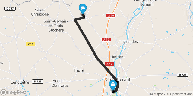 Itinéraire vers Châtellerault