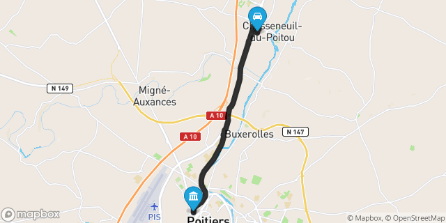 Itinéraire vers Poitiers