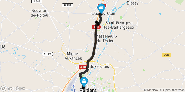 Itinéraire vers Poitiers