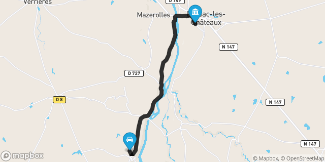 Itinéraire vers Lussac-les-Châteaux