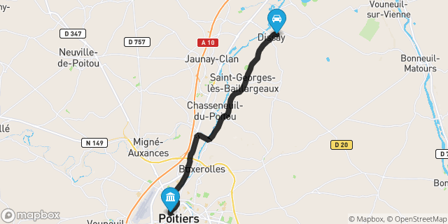 Itinéraire vers Poitiers