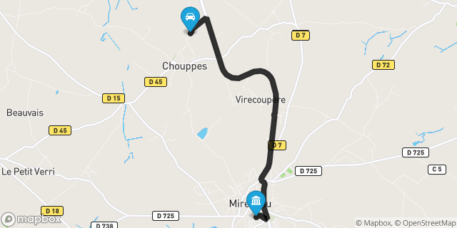 Itinéraire vers Mirebeau