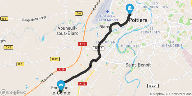Itinéraire vers Poitiers