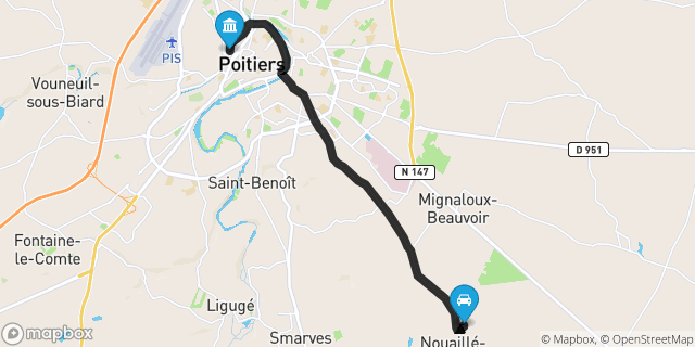 Itinéraire vers Poitiers