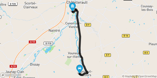 Itinéraire vers Châtellerault