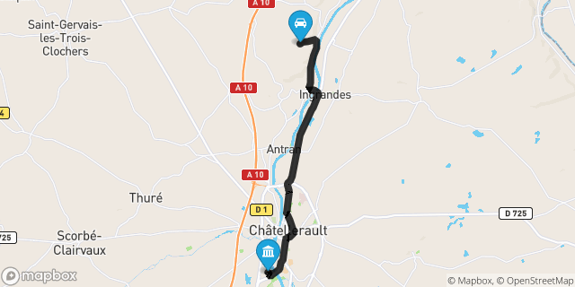 Itinéraire vers Châtellerault