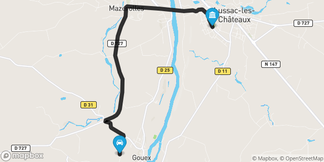 Itinéraire vers Lussac-les-Châteaux