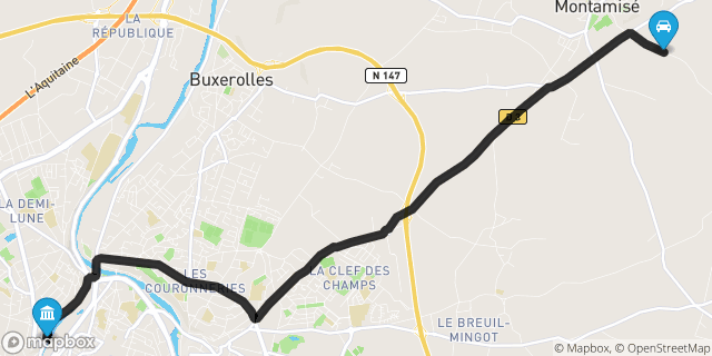 Itinéraire vers Poitiers
