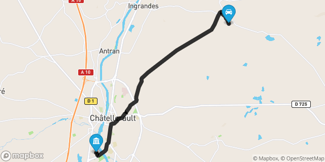 Itinéraire vers Châtellerault